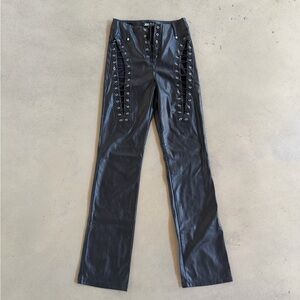 I.AM.GIA Black Lace-Up Flare leather pants
